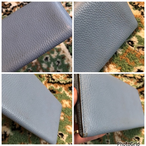 Gucci AUTHENTIC Interlocking G Grained Pebbled Baby Blue Leather GG Long Wallet - Picture 7 of 16